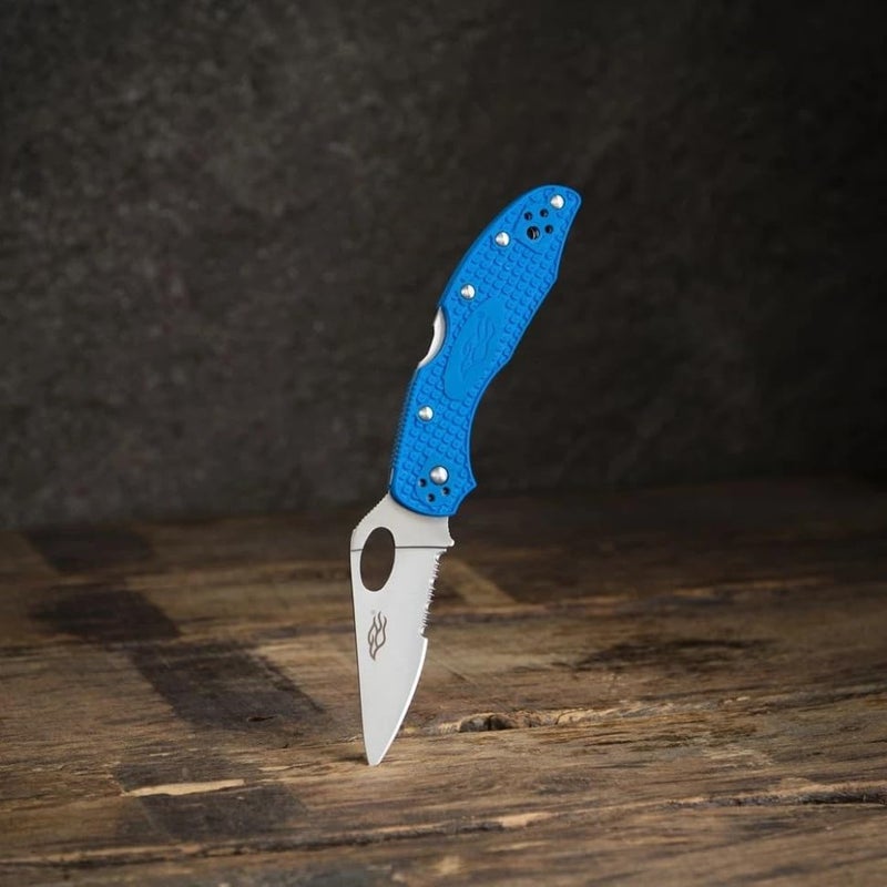 Firebird GANZO F759MS-BL Folding Pocket Knife 440C Stainless Steel Serrated Blade Anti-Slip Handle with Clip Fishing Camping EDC Utility Pocket Knife (Blue) - Image 3